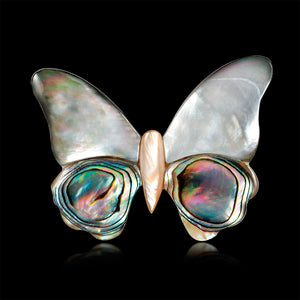 Natural New Zealand Abalone Paua Shell Butterfly Brooch - BELLADONNA
