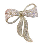 Luxury AB Baguette Crystals and Diamond Cubic Zirconia Butterfly Bow Gold Brooch - BELLADONNA