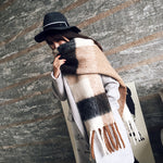 Winter and Autumn Warm Long Scarf or Shawl with Exaggerated Tassel - BELLADONNA