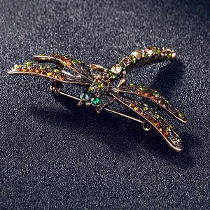 Beautiful Shades of Autumn Crystal Dragonfly Brooch for Scarf or Shawl - BELLADONNA