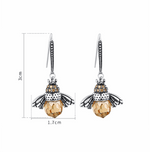Elegant Bee Shape with Cubic Zirconia and Crystal .925 Sterling Silver earrings - BELLADONNA