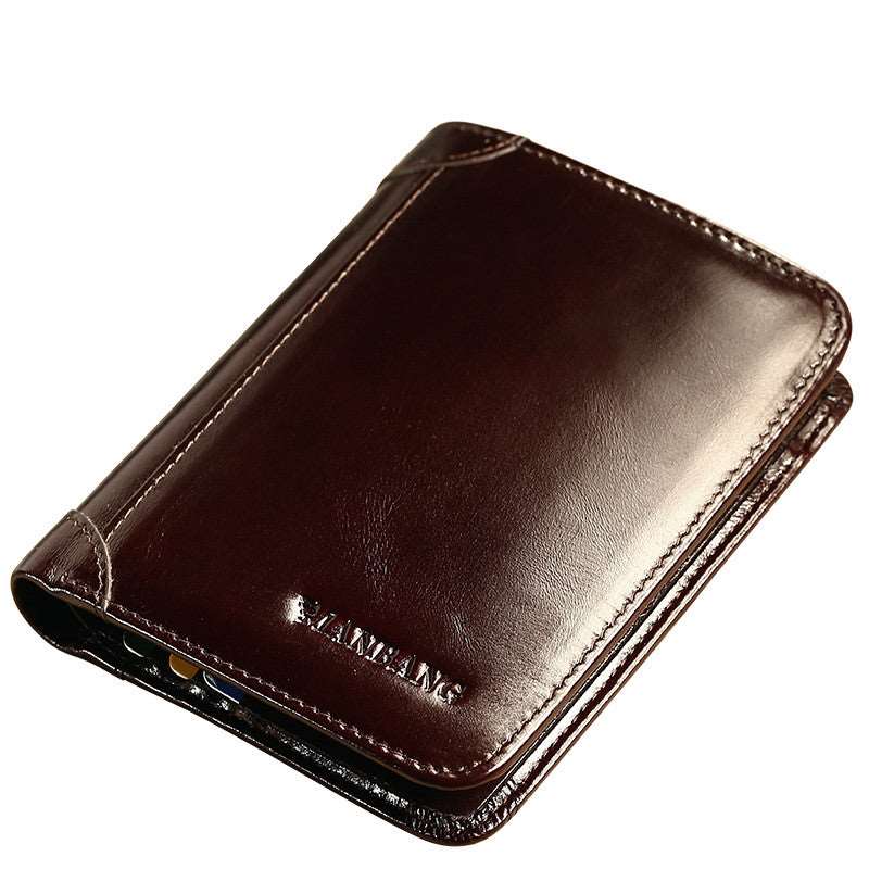 Mens Genuine Cowhide Leather Pocket Size Wallet in Black or Brown - BELLADONNA