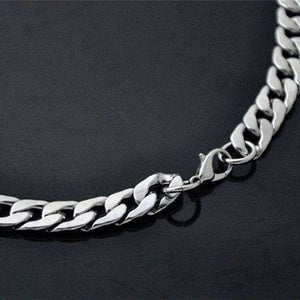 Mens 50 cm Titanium Steel Stainless Steel Wide Flat Necklace in 3 Widths - BELLADONNA
