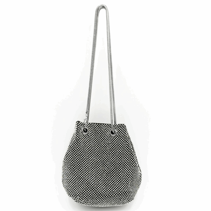 Exquisite Crystal Diamond Business, Party, Cocktail, Dinner Handbag in Gold, Silver or Black - BELLADONNA