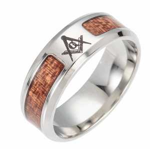 Mens Tree of Life, Cross or Masonic Stainless Steel and Wooden Ring Sizes US 6- 13 - BELLADONNA