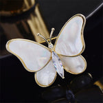 Women's Mother of Pearl and White Zirconia Butterfly Brooch For Scarf or Shawl - BELLADONNA