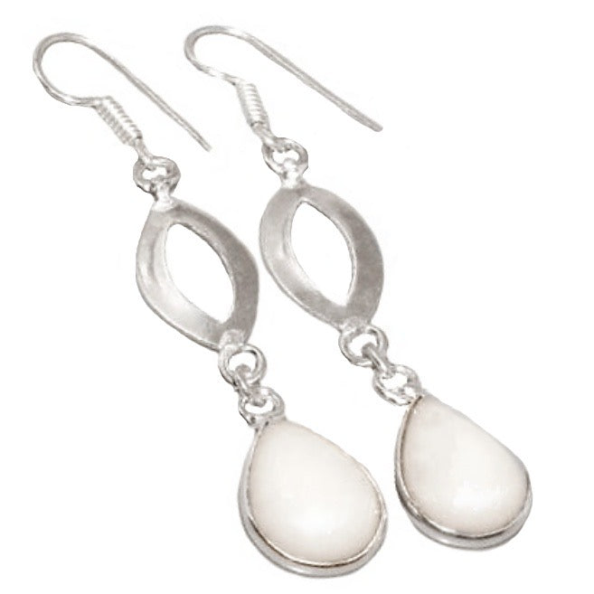 White Jade Gemstone .925 Sterling Silver Earrings - BELLADONNA