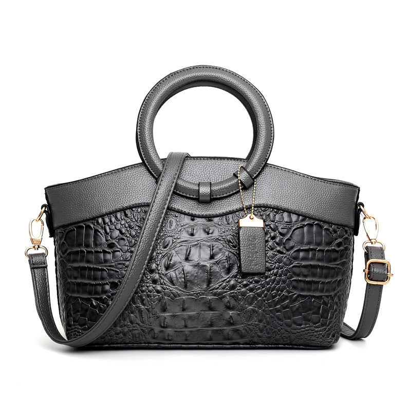 Gykaeo Luxury Crocodile Leather Patina  Designer Handbag in 6 Luxurious Colours - BELLADONNA