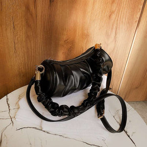 Fashionable Glamour Simple Pleated Underarm Messenger Handbag in 4 Practical Colours - BELLADONNA