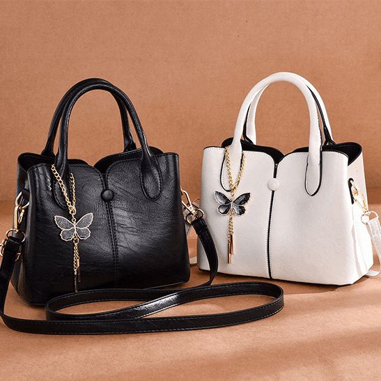 Trendy Women's Fashion  Medium Size Handbag with Long Shoulder Strap in Black, Grey, Pink, Red, White and Black - BELLADONNA