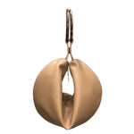 Elegant and Stylish Fortune Cookie Style with Ring Bangle Handles Handbag in Camel Brown - BELLADONNA