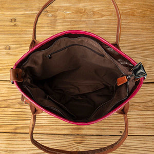 Unique and Versatile Wear Genuine Cowhide Leather Casual Basket Weave Bag in beautiful Multi Colour - BELLADONNA
