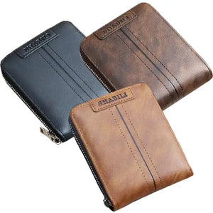 Attractive and Practical Style Men's Zipper Enclosed Large Capacity Short Pocket Wallet in 3 Colour Choices