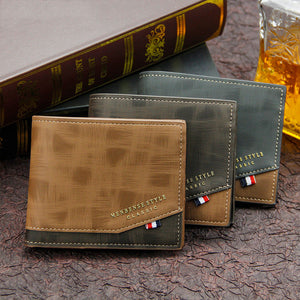 Trendy Masculine Design Quality PU Leather Men's Short Wallet in Two Styles and Assorted Colour Variants