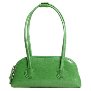 Elegant Genuine Leather Small Underarm Handbag in Black Beige White Grey or Green - BELLADONNA