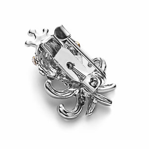 Sweet Mini Octopus Crystal Embellished Silver Brooch for Scarf or Pashmina - BELLADONNA
