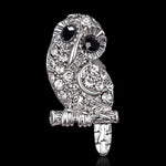 Crystal Embellished Mini Owl Silver Brooch for Scarf or Pashmina