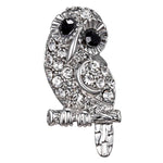 Crystal Embellished Mini Owl Silver Brooch for Scarf or Pashmina