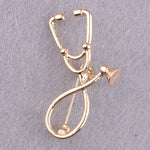 Novelty Stethoscope Metal Brooch in Silver or Gold - BELLADONNA