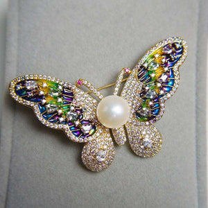 Exquisite High Quality Butterfly With Cubic Zirconia Brooch for Scarf and Shawls - BELLADONNA