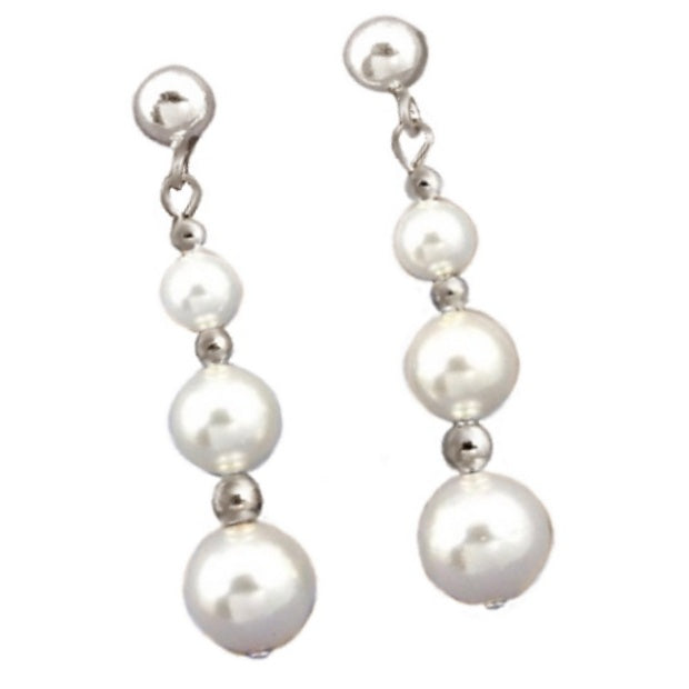 20.98 Cts Natural White Pearl Solid .925 Sterling Silver Stud Earrings