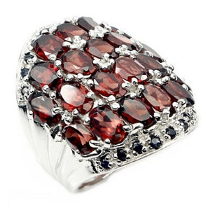 79.78 cts Earth mined Mozambique Garnet, Blue Sapphire Solid 925 Sterling Silver Ring Size US 7