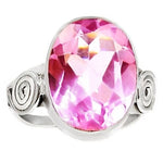 Natural Pink Topaz Gemstone Solid .925 Sterling Silver Ring Size US 9 or R1/2
