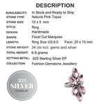 Handmade Pink Topaz Gemstone .925 Sterling Silver Ring Size 8.5 / Q1/2
