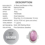 Natural Pink Oval Shape Kunzite Gemstone Solid .925 Silver Ring Size 8 or Q