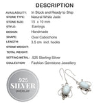 White Jade Gemstone .925 Sterling Silver Earrings - BELLADONNA