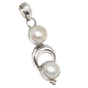 Natural White River Pearl. 925 Sterling Silver Pendant