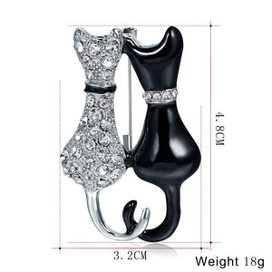 Cat Lovers Adorable Cat Silhouette with Inlaid Zircons Multi-purpose Scarf  Brooch - BELLADONNA
