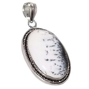 Natural Dendritic Opal .925 Sterling Silver Pendant