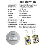 Victorian Two Tone Natural Lapis Lazuli Gemstone Solid .925 Silver Earrings