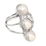 Natural White River Pearl .925 Sterling Silver Overlay Ring size 6.75 or N1/2