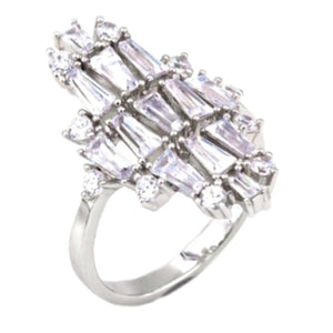 24.25 Cts Natural White Cubic Zirconia Solid.925 Silver Ring Size 8