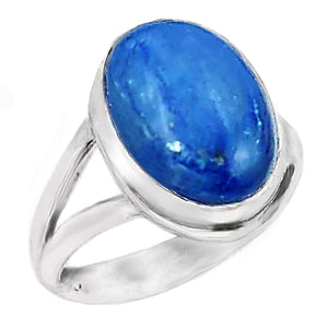 5.77 cts Natural Blue Kyanite Gemstone Solid .925 Sterling Silver Ring Size US 6.5