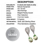 Natural Aquaprase Gemstone Solid .925 Sterling Silver Earrings