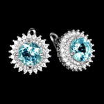 Breathtaking Natural AAA Sky Blue Topaz, White Cubic Zirconia Solid .925 Sterling Silver Set