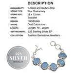 Blue Chalcedony Oval Gemstone .925 Sterling Silver Bracelet
