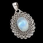 6.16 cts Natural Rainbow Moonstone Solid .925 Silver Pendant