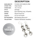 Handmade Sparkly Clear Quartz Gemstone .925 Silver Earrings