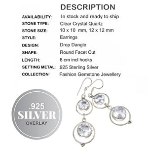 Handmade Clear Quartz Gemstone .925 Sterling Silver Earrings