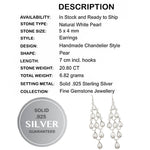 20.80 Cts Natural White Pearl Chandelier Style set in Solid .925 Sterling Silver Earrings