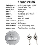 Elegant 5.68 Cts Natural White Pearl , Solid .925 Sterling Silver Earrings