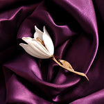 White with Gold Tulip Brooch for Scarf, Shawl or Lapel - BELLADONNA