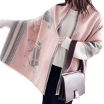 Winter Greys and Pink Jacquard Cashmere Scarf or Shawl for Ladies in 4 Assorted colours - BELLADONNA
