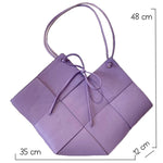 Top Trend Genuine Leather Woven Style Luxury Tote Handbag in Purple