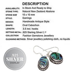 Stunning New Zealand Abalone ( Paua Shell) Fashion .925 Silver Earrings