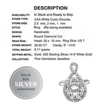 AAA Natural White Cubic Zirconia Solid.925 Silver Ring Size 7